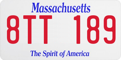 MA license plate 8TT189
