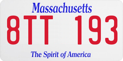 MA license plate 8TT193