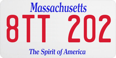 MA license plate 8TT202