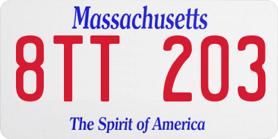 MA license plate 8TT203