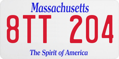 MA license plate 8TT204