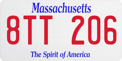 MA license plate 8TT206