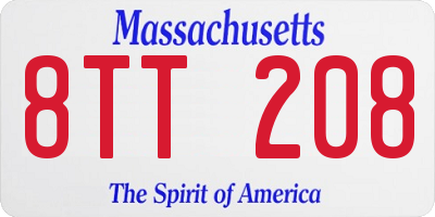MA license plate 8TT208