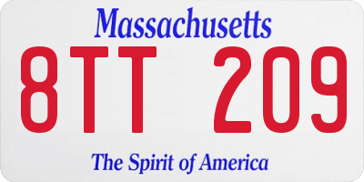 MA license plate 8TT209
