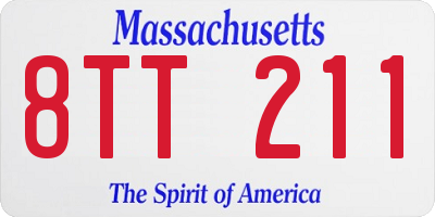 MA license plate 8TT211