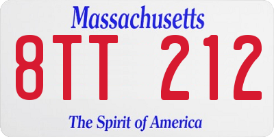 MA license plate 8TT212