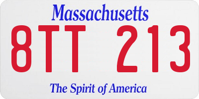 MA license plate 8TT213