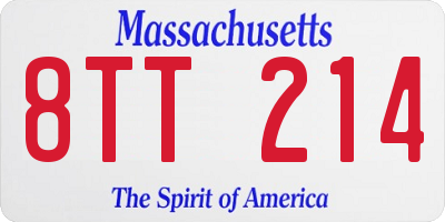 MA license plate 8TT214