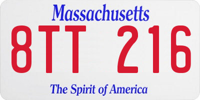MA license plate 8TT216
