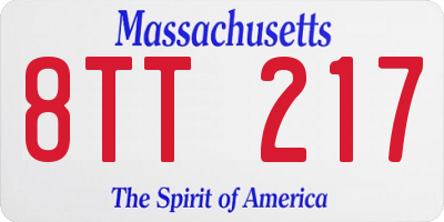MA license plate 8TT217