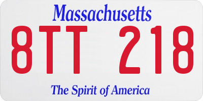 MA license plate 8TT218