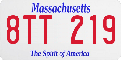 MA license plate 8TT219