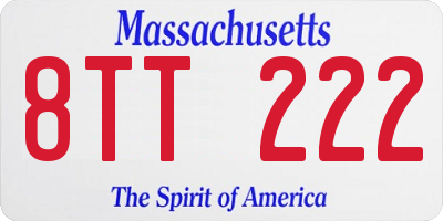 MA license plate 8TT222