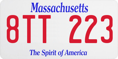MA license plate 8TT223