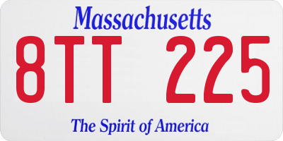 MA license plate 8TT225