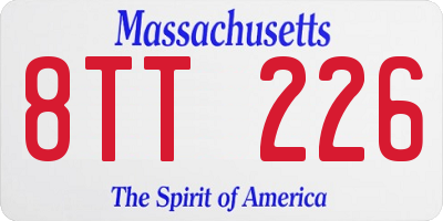 MA license plate 8TT226