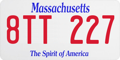 MA license plate 8TT227