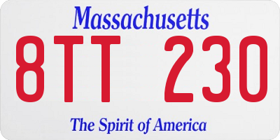 MA license plate 8TT230