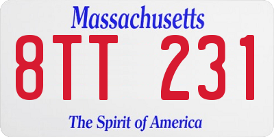 MA license plate 8TT231