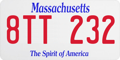 MA license plate 8TT232