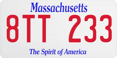 MA license plate 8TT233