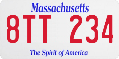 MA license plate 8TT234