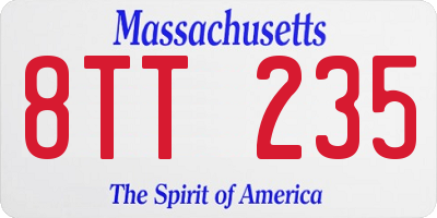 MA license plate 8TT235