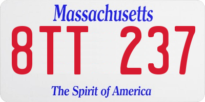 MA license plate 8TT237