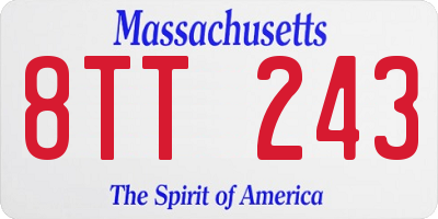 MA license plate 8TT243