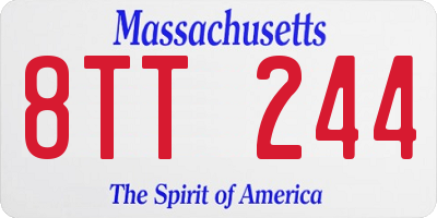 MA license plate 8TT244