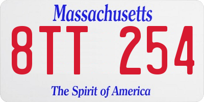MA license plate 8TT254