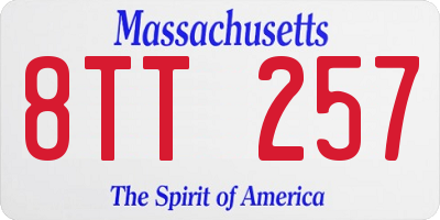 MA license plate 8TT257