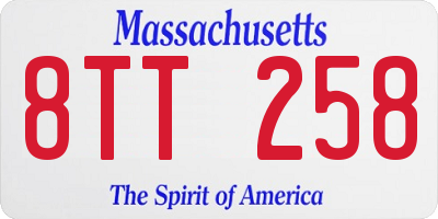 MA license plate 8TT258
