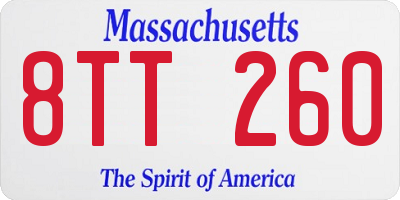 MA license plate 8TT260