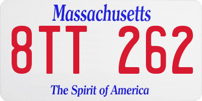 MA license plate 8TT262
