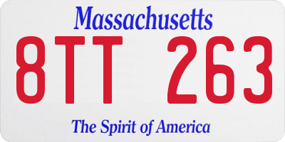 MA license plate 8TT263