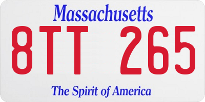 MA license plate 8TT265
