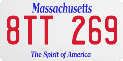 MA license plate 8TT269