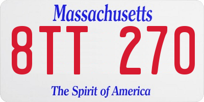 MA license plate 8TT270