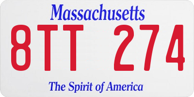 MA license plate 8TT274
