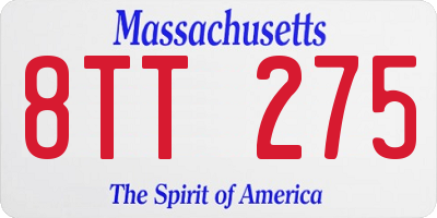 MA license plate 8TT275