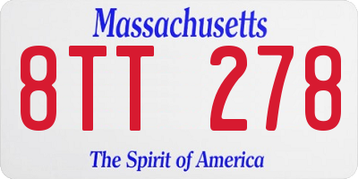 MA license plate 8TT278
