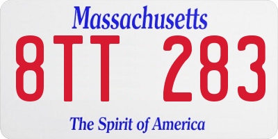 MA license plate 8TT283
