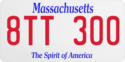 MA license plate 8TT300
