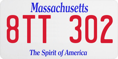 MA license plate 8TT302