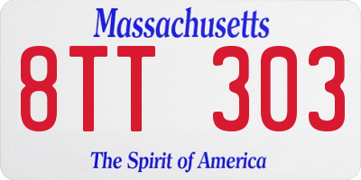 MA license plate 8TT303