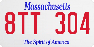 MA license plate 8TT304