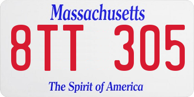 MA license plate 8TT305