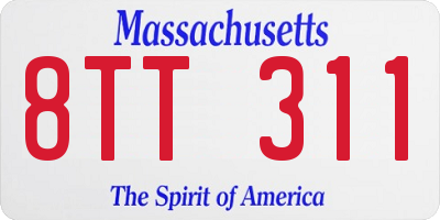 MA license plate 8TT311