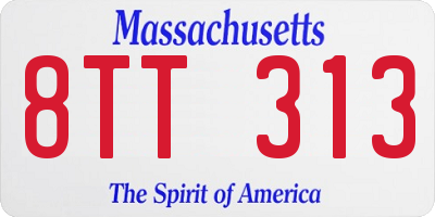 MA license plate 8TT313